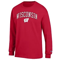 Men's Champion  Red Wisconsin Badgers Arch Over Logo Long Sleeve T-Shirt