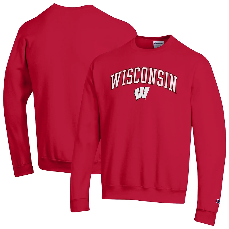 Men's Champion  Red Wisconsin Badgers Arch Over Logo Pullover Sweatshirt