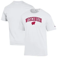 Men's Champion  White Wisconsin Badgers Arched Logo T-Shirt