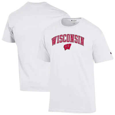 T-shirt blanc Champion pour homme avec logo arqué des Wisconsin Badgers