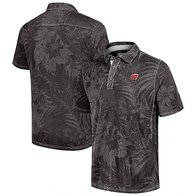 Men's Tommy Bahama  Black Wisconsin Badgers Sport Santiago Paradise Polo