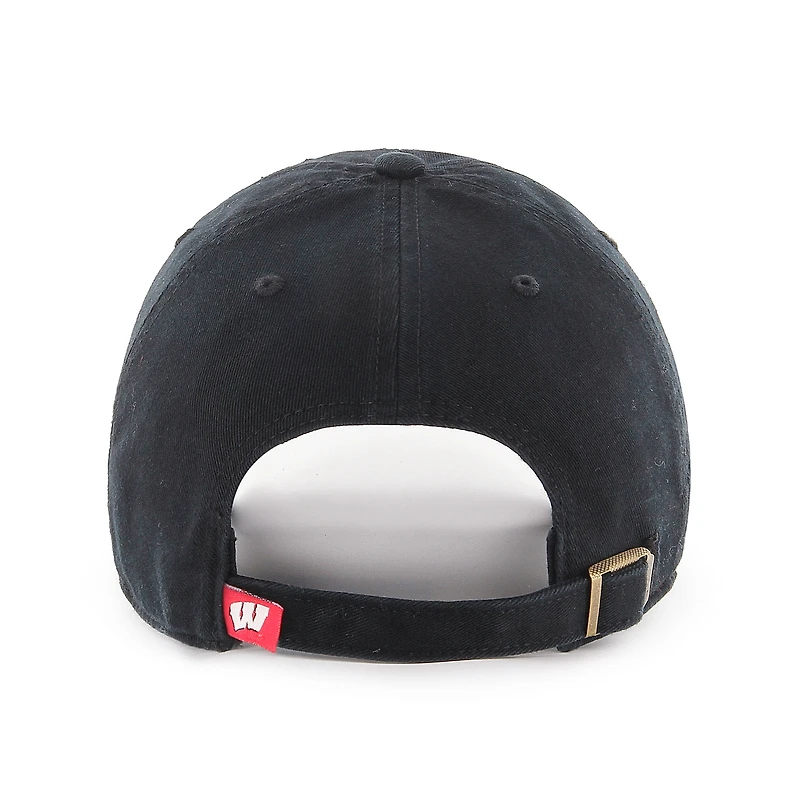 Casquette ajustable Clean Up '47 noire des Badgers du Wisconsin pour hommes
