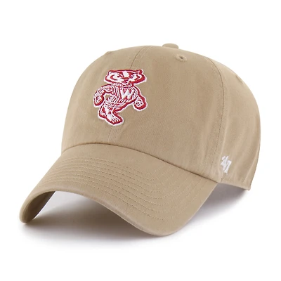 Men's '47 Khaki Wisconsin Badgers Vault Clean Up Adjustable Hat