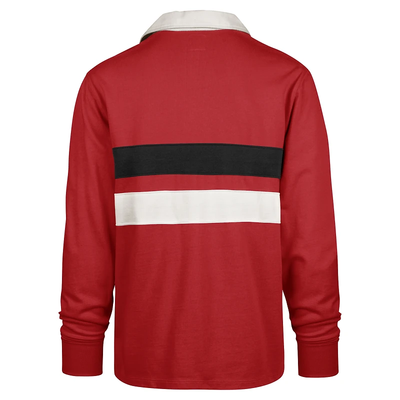 Men's '47 Red Wisconsin Badgers Clubhouse Knox Thames Long Sleeve Rugby Polo