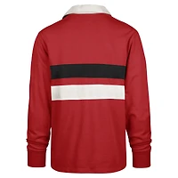 Men's '47 Red Wisconsin Badgers Clubhouse Knox Thames Long Sleeve Rugby Polo