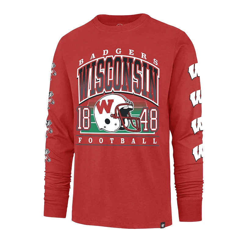 T-shirt à manches longues « 47 Red Wisconsin Badgers Go Big » pour homme
