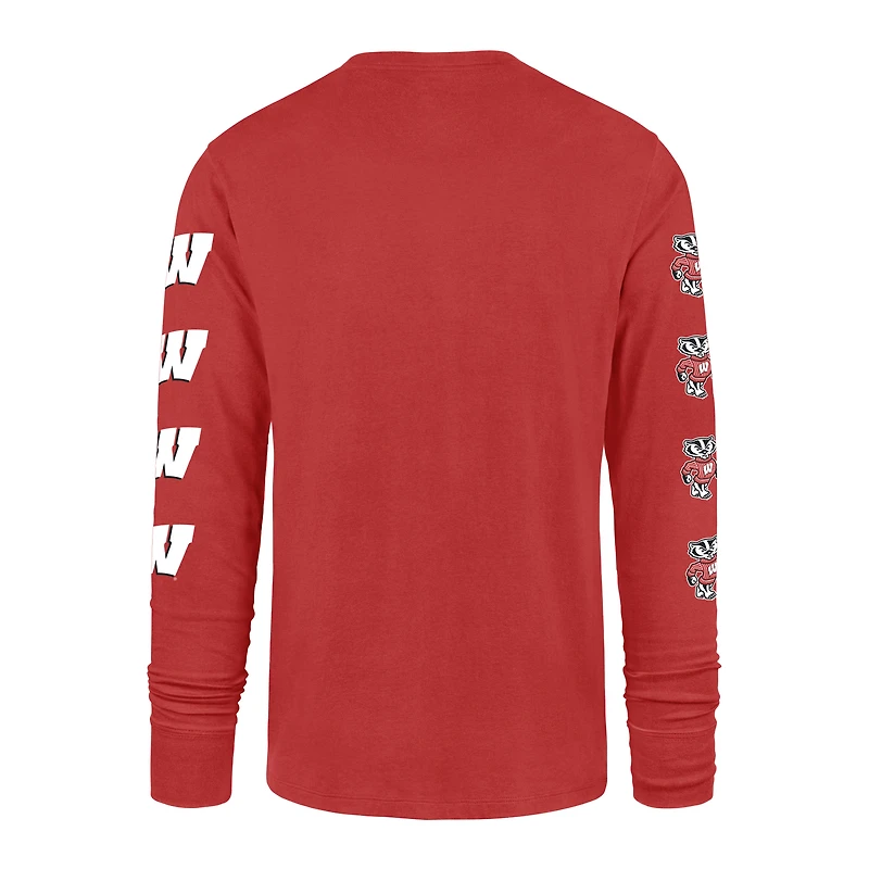 T-shirt à manches longues « 47 Red Wisconsin Badgers Go Big » pour homme
