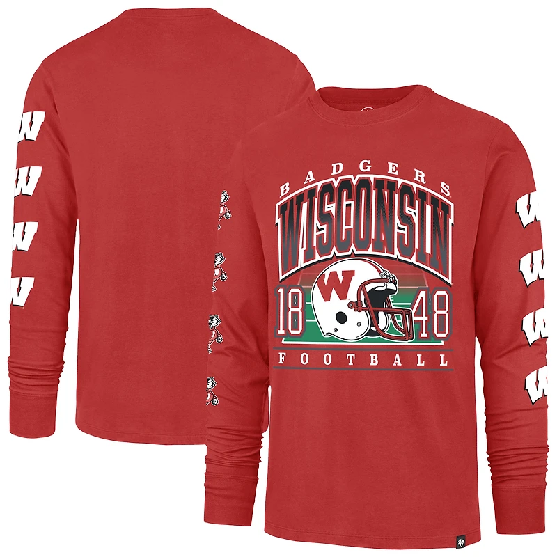 T-shirt à manches longues « 47 Red Wisconsin Badgers Go Big » pour homme
