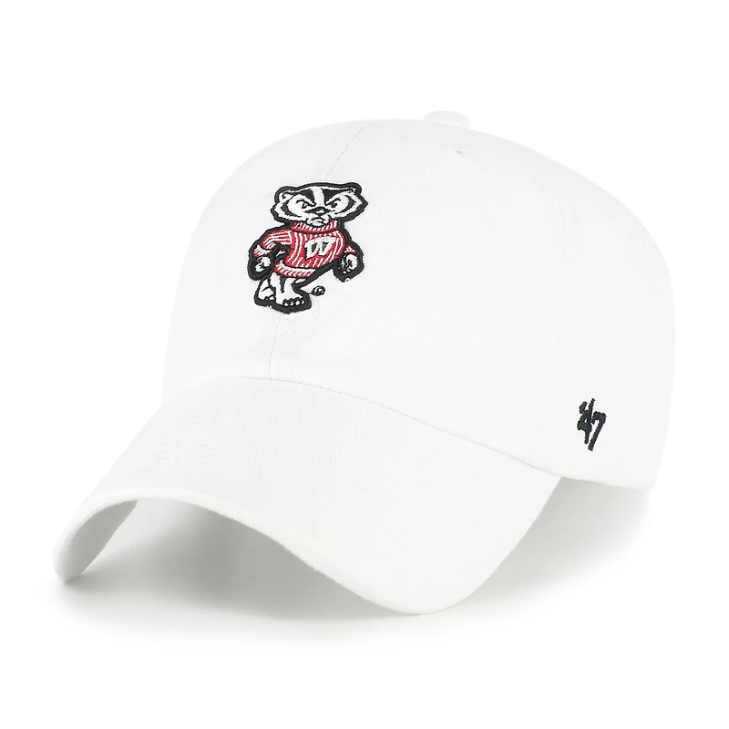 Casquette ajustable blanche « 47 Wisconsin Badgers Clean Up » pour homme