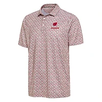 Polo Antigua rose pour homme, Wisconsin Badgers, couleur bois de cornouiller sec du désert