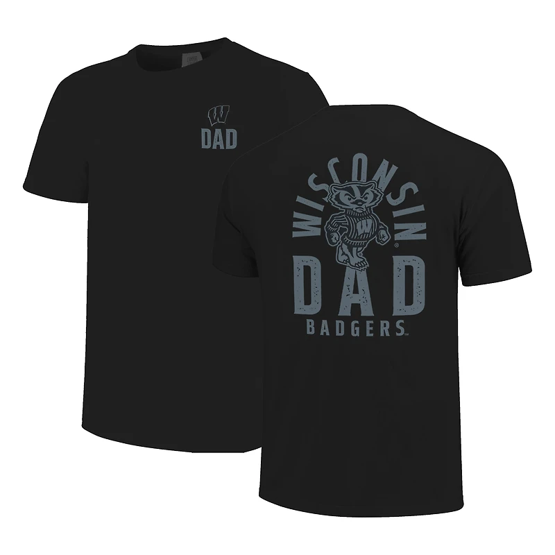 T-shirt noir pour homme avec logo mascotte des Wisconsin Badgers la fête pères
