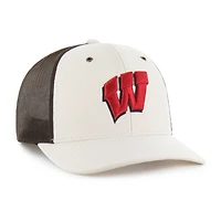 Casquette trucker ajustable Carhartt x '47 pour homme, coloris naturel/marron, motif Wisconsin Badgers.