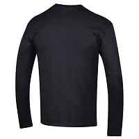 T-shirt à manches longues noir Champion Wisconsin Badgers pour homme avec logo Arch Over 2-Hit