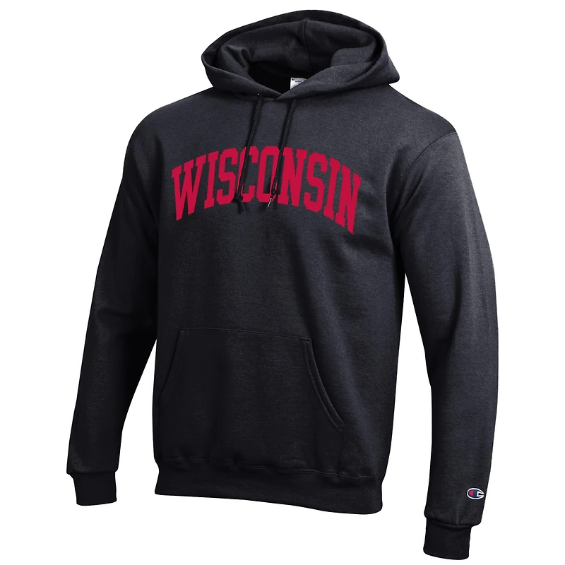 Men's Champion  Heather Gray Wisconsin Badgers Basic Arch Fleece Pullover Hoodie
