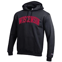 Men's Champion  Heather Gray Wisconsin Badgers Basic Arch Fleece Pullover Hoodie