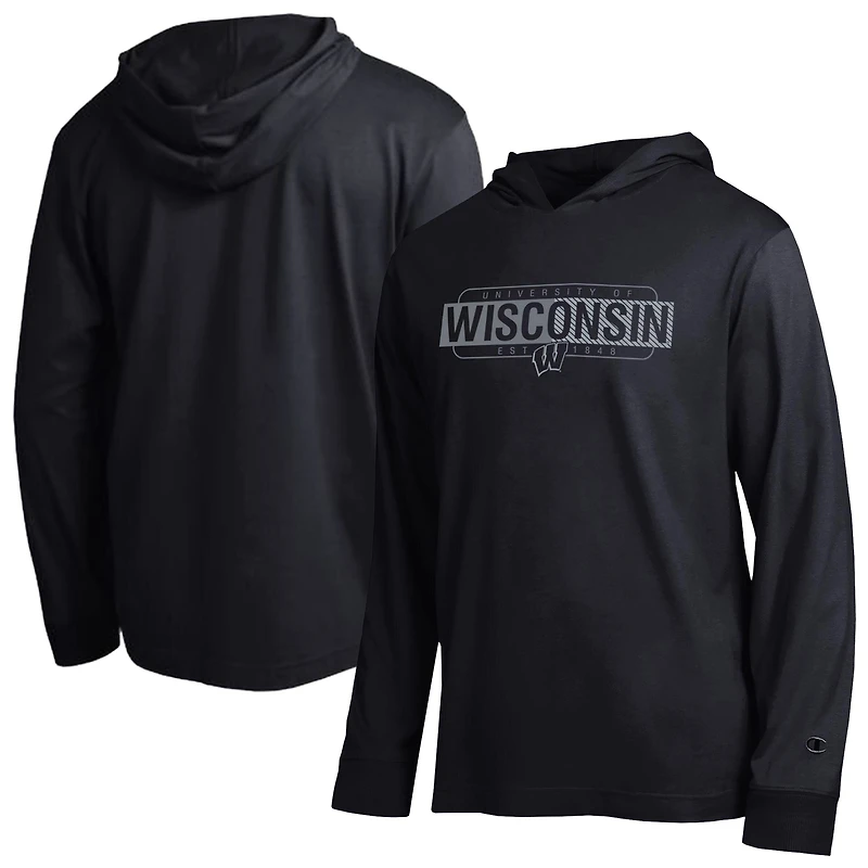 T-shirt à capuche manches longues Champion Black Wisconsin Badgers All-Star pour homme