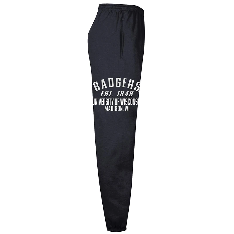 Men's Champion Black Wisconsin Badgers Powerblend Banded Fleece Sweatpants