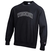 Sweat-shirt à col rond Champion noir Wisconsin Badgers pour homme