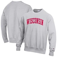 Men's Champion Gray Wisconsin Badgers Reverse Weave Fleece Sweatshirt