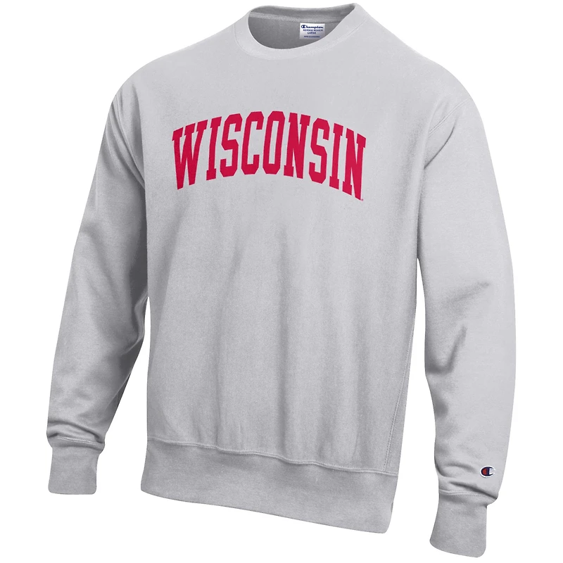 Sweat-shirt en polaire à tissage inversé Champion Gray Wisconsin Badgers pour homme