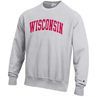 Sweat-shirt en polaire à tissage inversé Champion Gray Wisconsin Badgers pour homme