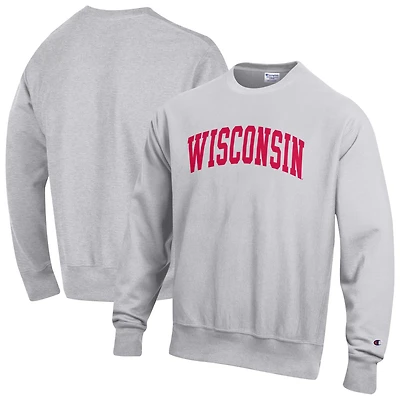 Sweat-shirt en polaire à tissage inversé Champion Gray Wisconsin Badgers pour homme