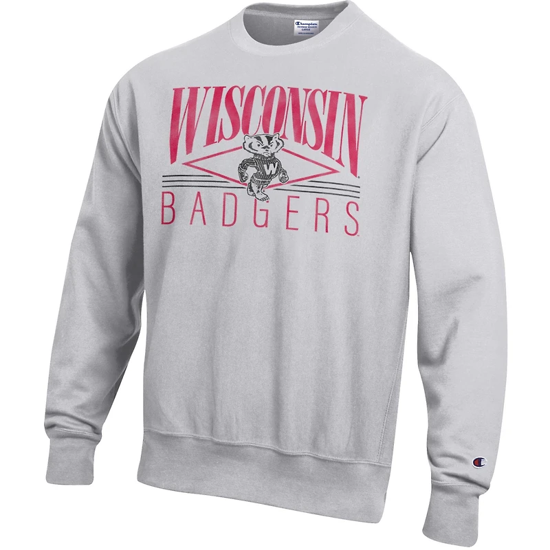 Sweat-shirt en polaire à tissage inversé Champion Gray Wisconsin Badgers pour homme