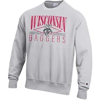 Sweat-shirt en polaire à tissage inversé Champion Gray Wisconsin Badgers pour homme