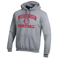 Sweat à capuche Champion Heather Gray Wisconsin Badgers Basketball Icon pour homme
