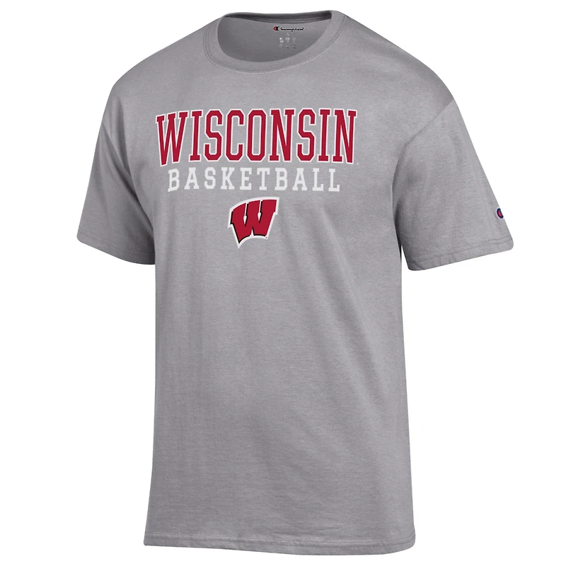 T-shirt de basketball gris chiné pour homme, champion des Wisconsin Badgers
