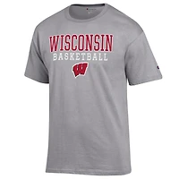 T-shirt de basketball gris chiné pour homme, champion des Wisconsin Badgers