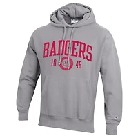 Men's Champion  Heather Gray Wisconsin Badgers Established Reverse Weave Hoodie