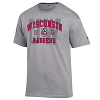 Men's Champion Heather Gray Wisconsin Badgers Varsity T-Shirt
