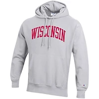 Chandail à capuchon armure inversée Champion Heathered Grey Wisconsin Badgers Team pour hommes