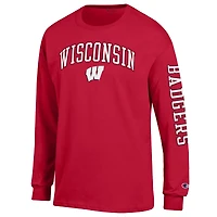 Men's Champion  Red Wisconsin Badgers Arch Over Logo 2-Hit Long Sleeve T-Shirt
