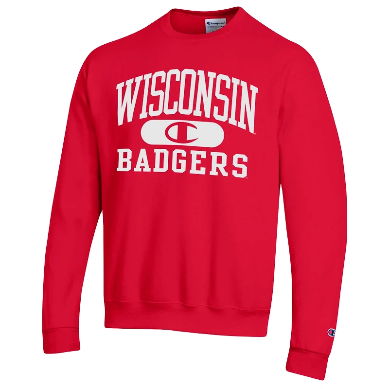 Sweat-shirt Champion Red Wisconsin Badgers Arch Pill pour homme