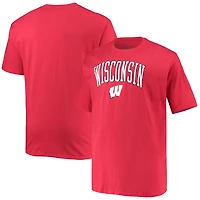 Men's Champion Red Wisconsin Badgers Big & Tall Arch Over Wordmark T-Shirt