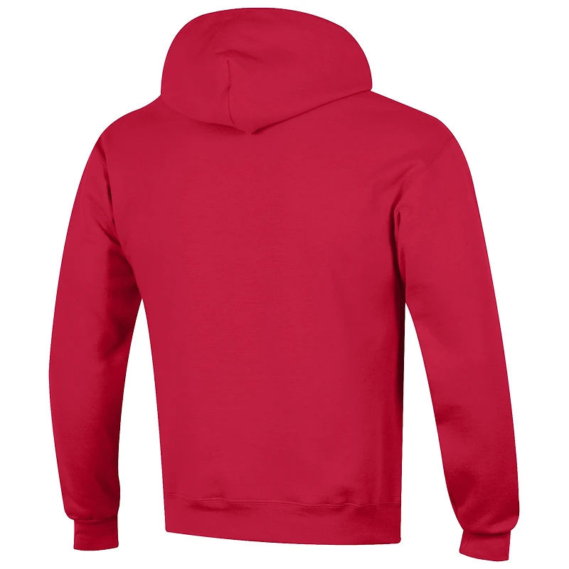 Men's Champion Red Wisconsin Badgers Hockey Icon Powerblend Pullover Hoodie