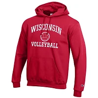Men's Champion Red Wisconsin Badgers Volleyball Icon Powerblend Pullover Hoodie