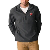 Veste anorak extensible à col zippé pour homme, couleur anthracite, Wisconsin Badgers
