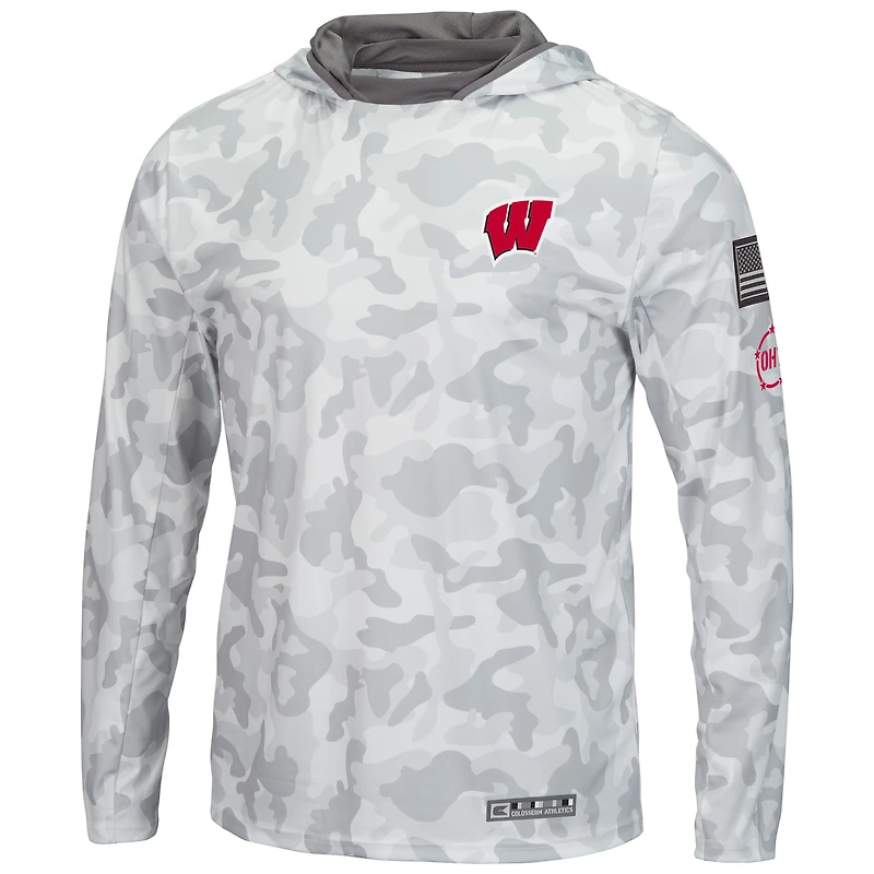 Colosseum Arctic Camo Wisconsin Badgers OHT Military Appreciation Sweat à capuche manches longues pour homme
