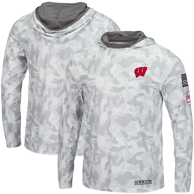 Colosseum Arctic Camo Wisconsin Badgers OHT Military Appreciation Sweat à capuche manches longues pour homme
