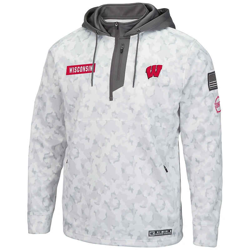 Sweat à capuche zippé pour homme Colosseum Arctic Camo Wisconsin Badgers OHT Military Appreciation