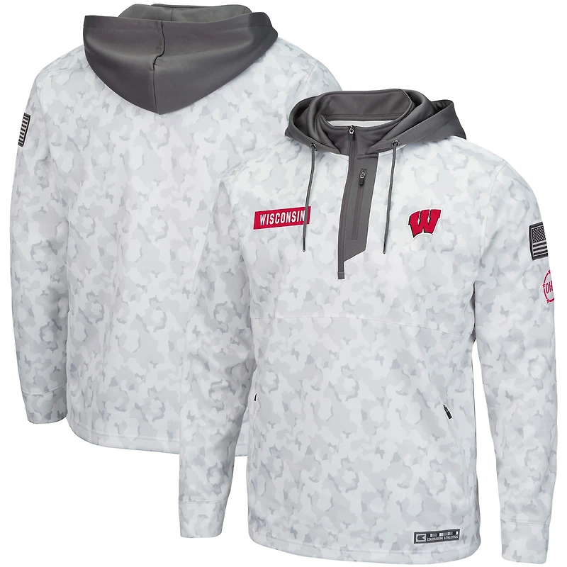 Sweat à capuche zippé pour homme Colosseum Arctic Camo Wisconsin Badgers OHT Military Appreciation