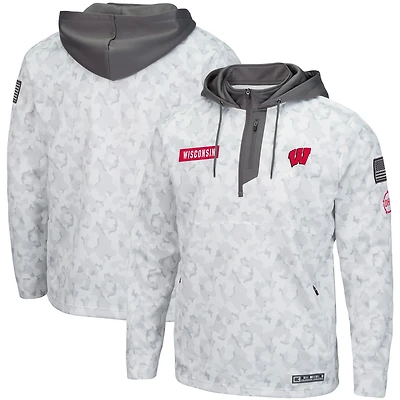 Sweat à capuche zippé pour homme Colosseum Arctic Camo Wisconsin Badgers OHT Military Appreciation