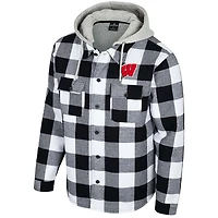 Veste à capuche entièrement zippée carreaux Buffalo du Wisconsin Badgers pour homme Colosseum noir/blanc