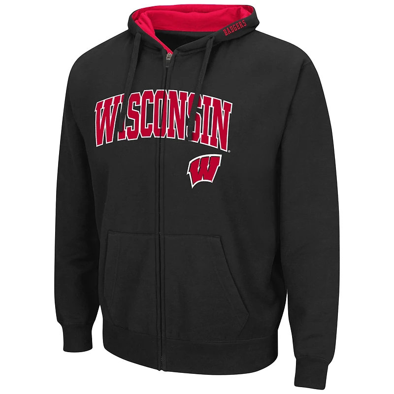 Sweat à capuche entièrement zippé Colosseum Wisconsin Badgers Arch & Logo 3.0 pour homme