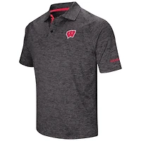 Colosseum Black Wisconsin Badgers Big & Tall Down Swing Polo pour homme
