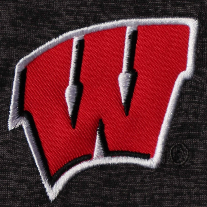 Men's Colosseum Black Wisconsin Badgers Big & Tall Down Swing Polo