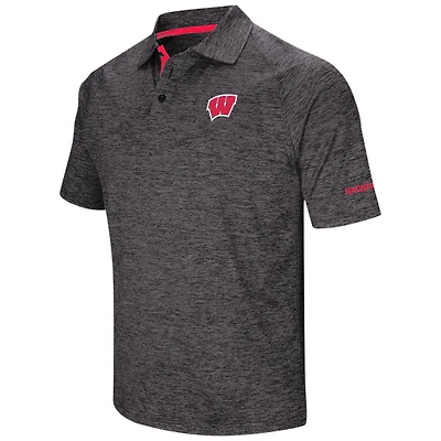 Colosseum Black Wisconsin Badgers Big & Tall Down Swing Polo pour homme